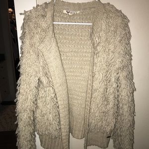 ROXY Tan tasseled sweater/cardigan